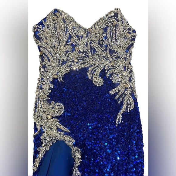 Portia and Scarlett Dresses Sequin and Rhinestone Gown Cobalt Blue Size:6 - Picture 6 of 14